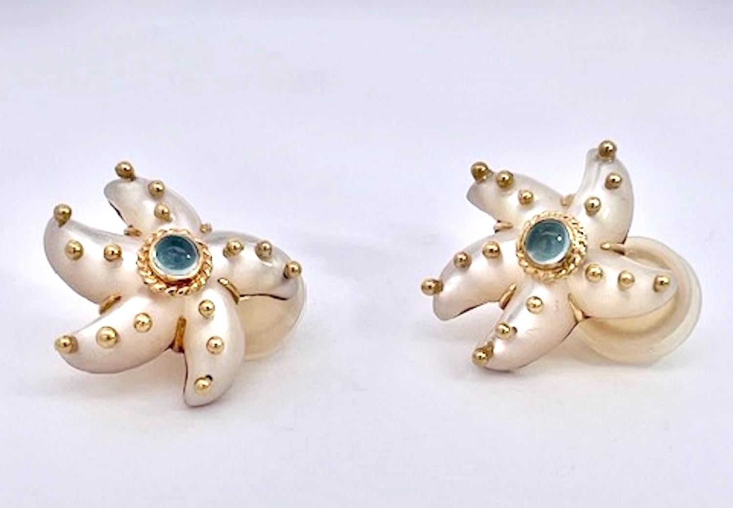 Women's Maz 18K MOP Aquamarine Earrings