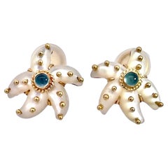Maz 18K MOP Aquamarine Earrings
