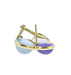 Orecchini in oro con diamanti con acquamarina Maz, tanzanite e pietra di luna