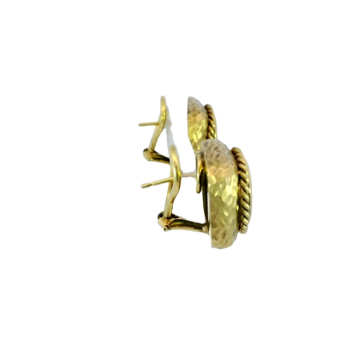 Maz Peridot Bezel Set Cushion Cut Clip-On Earrings in 14K ~5.4ctw Designer In Excellent Condition For Sale In Fairfield, CT