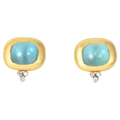 Vintage Maz Blue Earrings with Diamonds