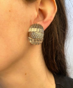 Maz Carved Rock Crystal and Diamond Earrings, 2.25 Carats