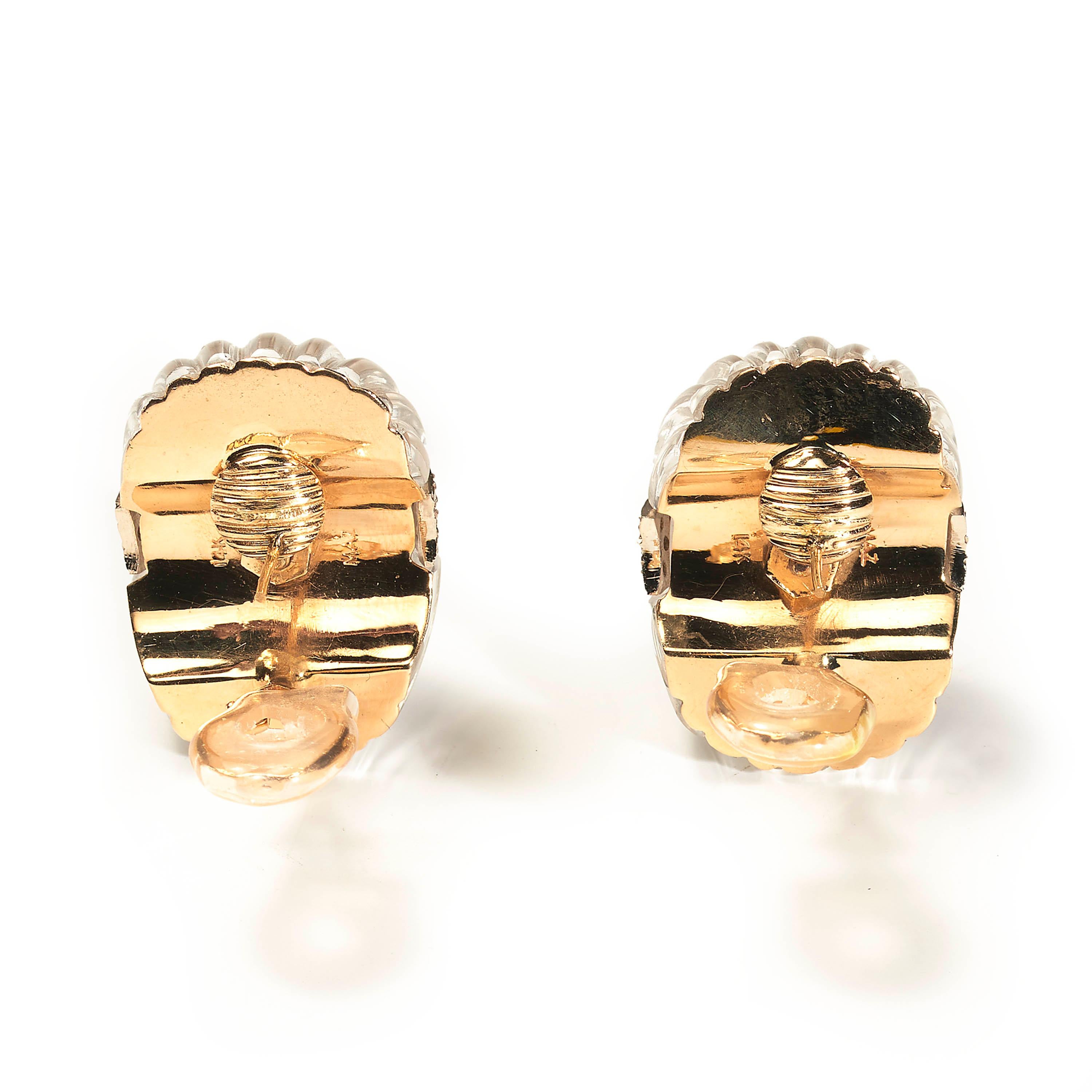 De las mujeres Pendientes de cristal de roca tallado y diamantes de Maz, 2,25 quilates en venta