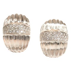 Boucles d'oreilles en cristal de roche sculpté et diamant, 2,25 carats, Maz