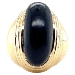Maz Contemporary Cabochon Onyx and Yellow Gold Statement Ring