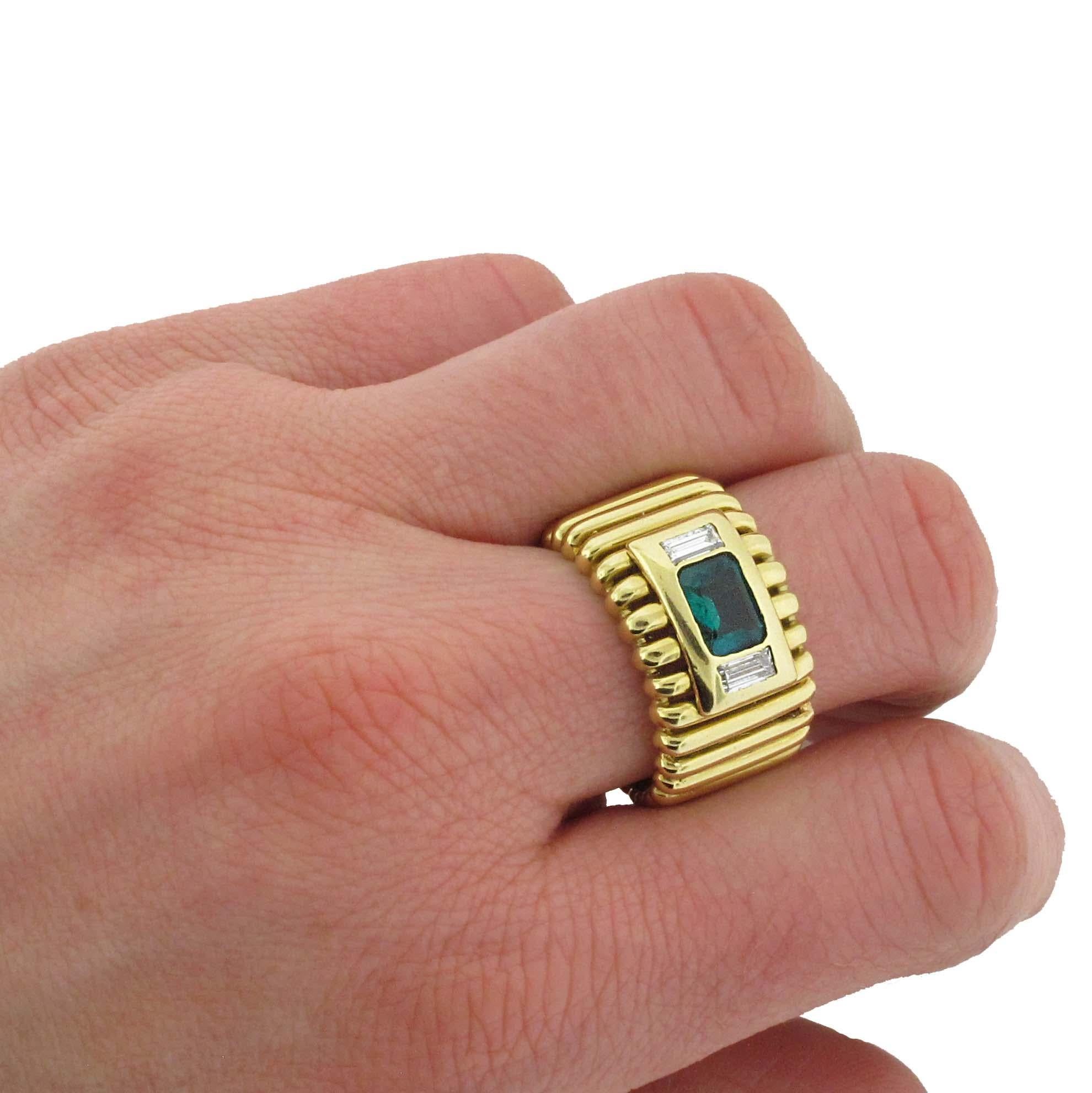 MAZ Ring aus 18 Karat Gelbgold mit Smaragd (Retro)