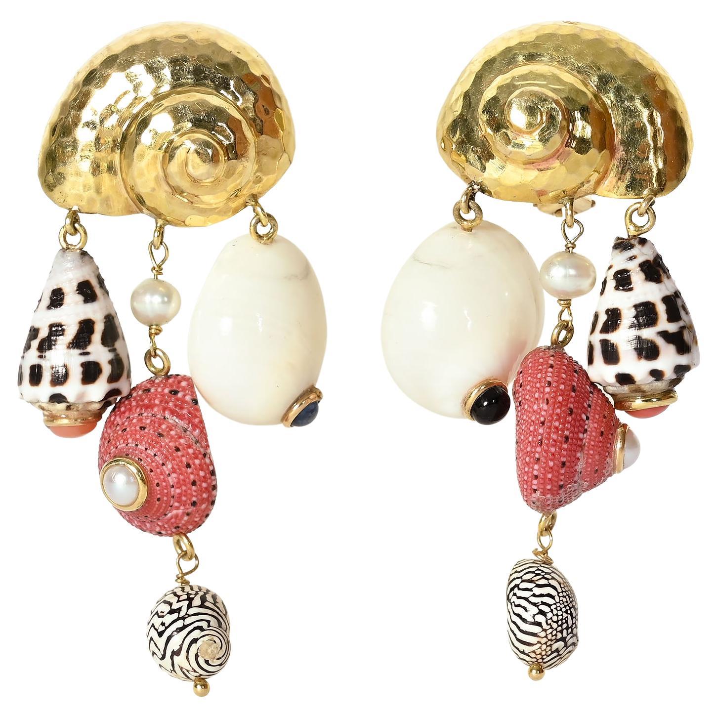 MAZ Gold and Genuine Shell Earrings