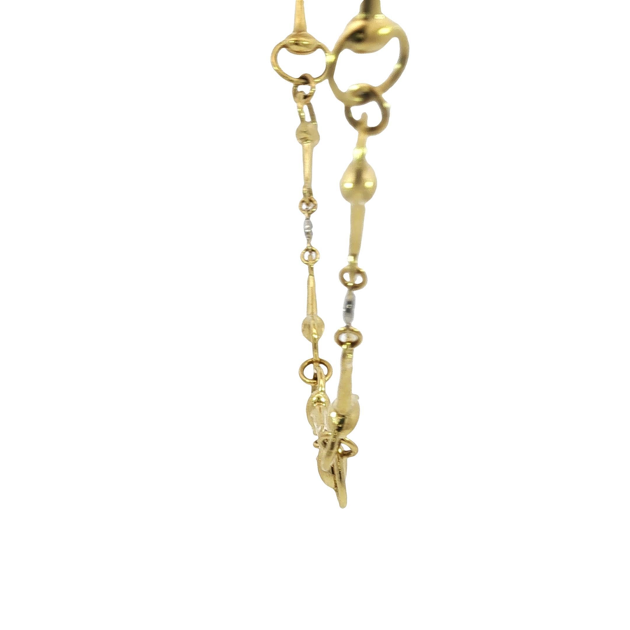Taglio rotondo MAZ Horsebit 18K Collana con castone di diamanti A Link in oro giallo e bianco 18 carati in vendita