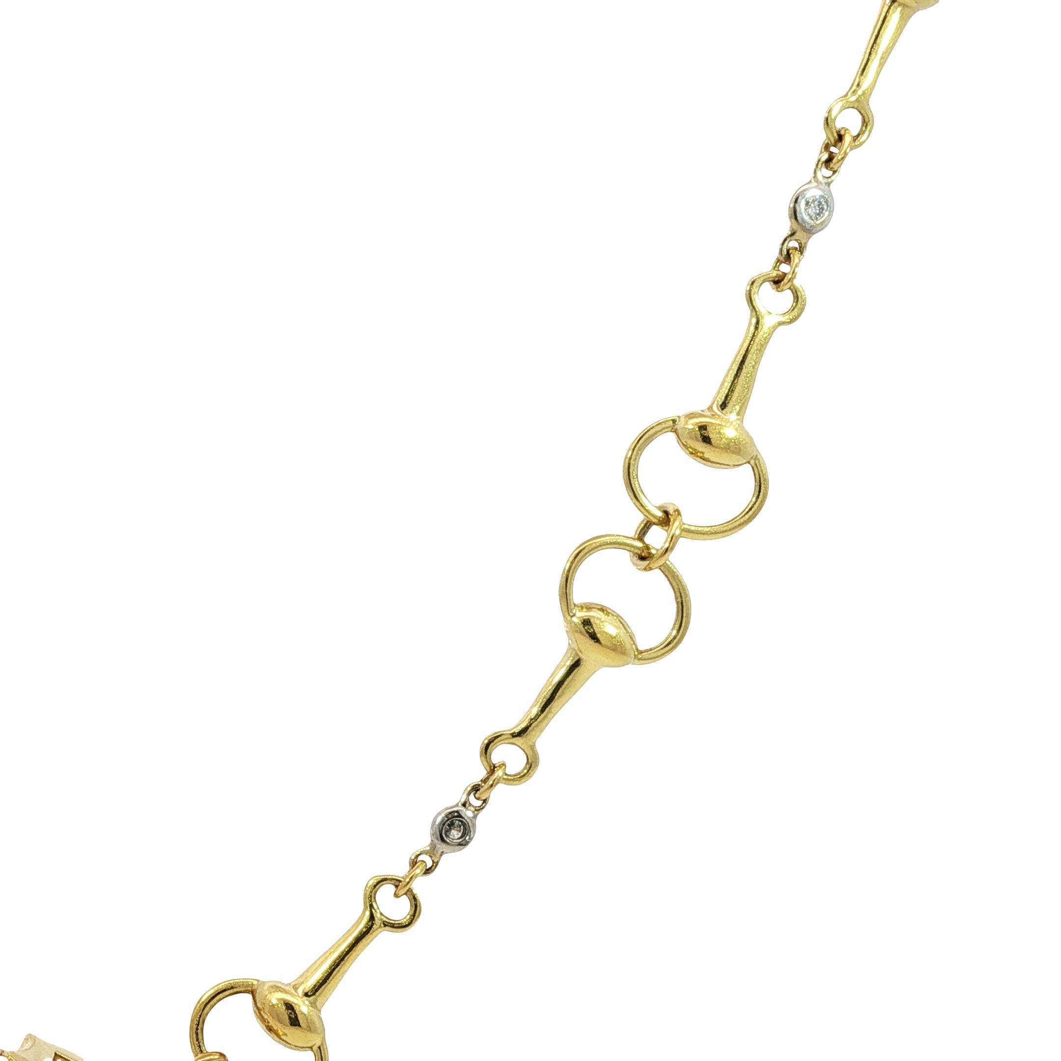 MAZ Horsebit 18K Collana con castone di diamanti A Link in oro giallo e bianco 18 carati in vendita 2