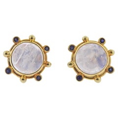 Maz Moonstone Kyanite Gold Earrings