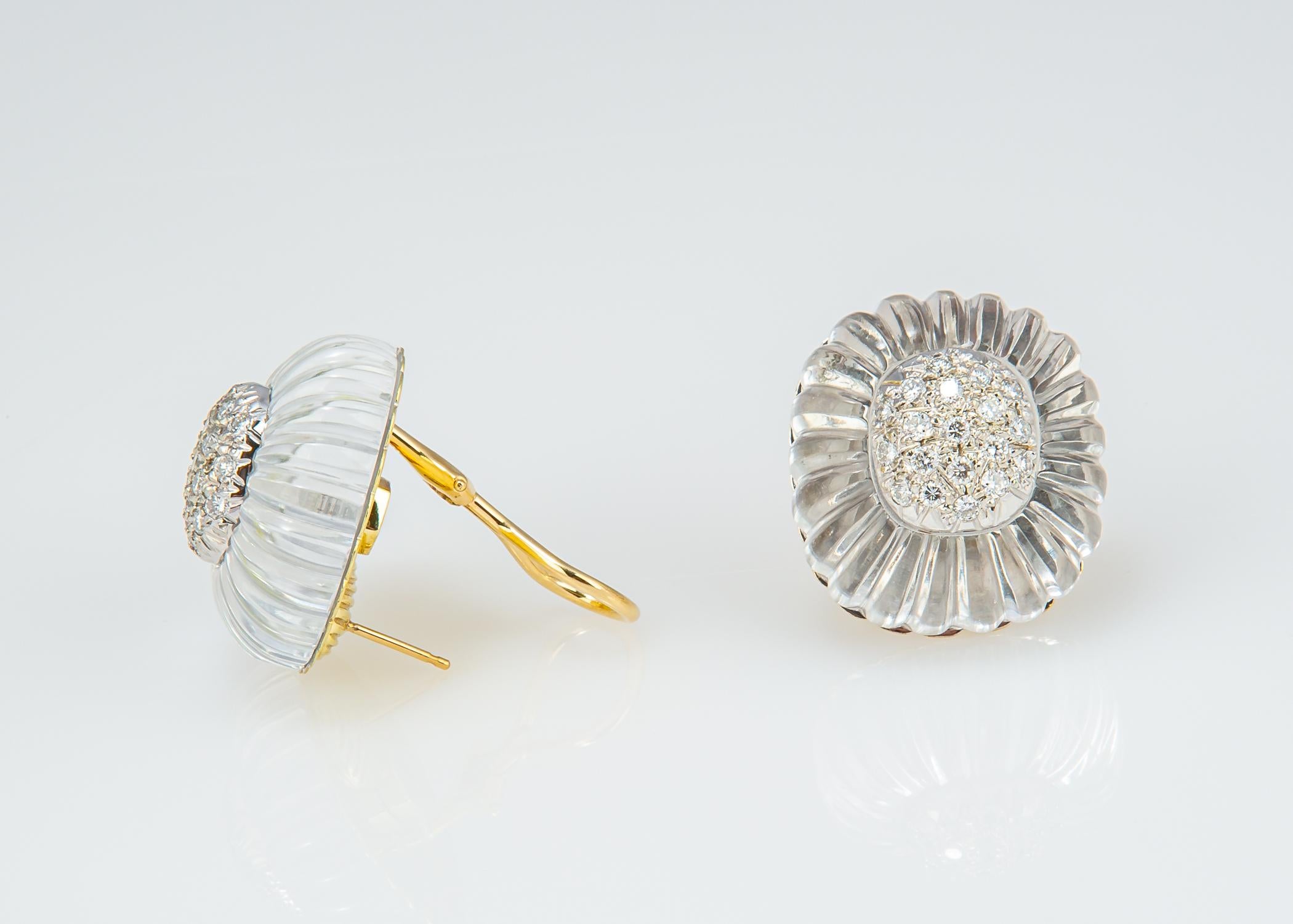 Bergkristall- und Diamant-Ohrringe (Brillantschliff) im Angebot