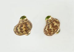 Maz Shell and Peridot Earrings