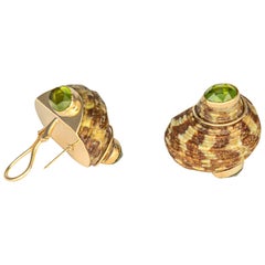 Maz Shell and Peridot Earrings