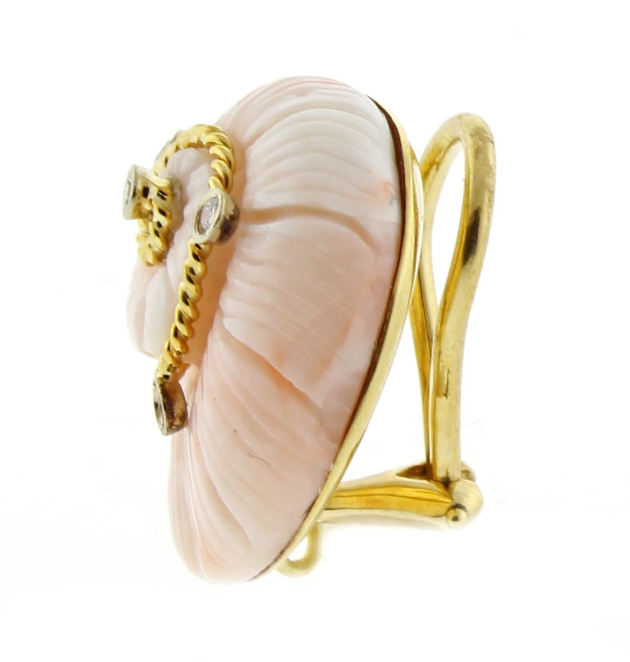 Women's or Men's Mazza Shell Coral Gold Earrings