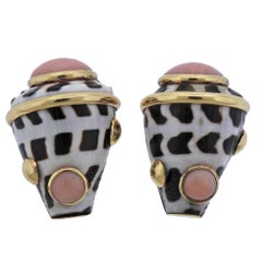 Maz Shell Coral Gold Earrings