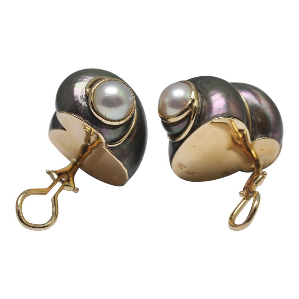 Women's Maz Shell Mabé Pearl 14 Carat Gold Earrings