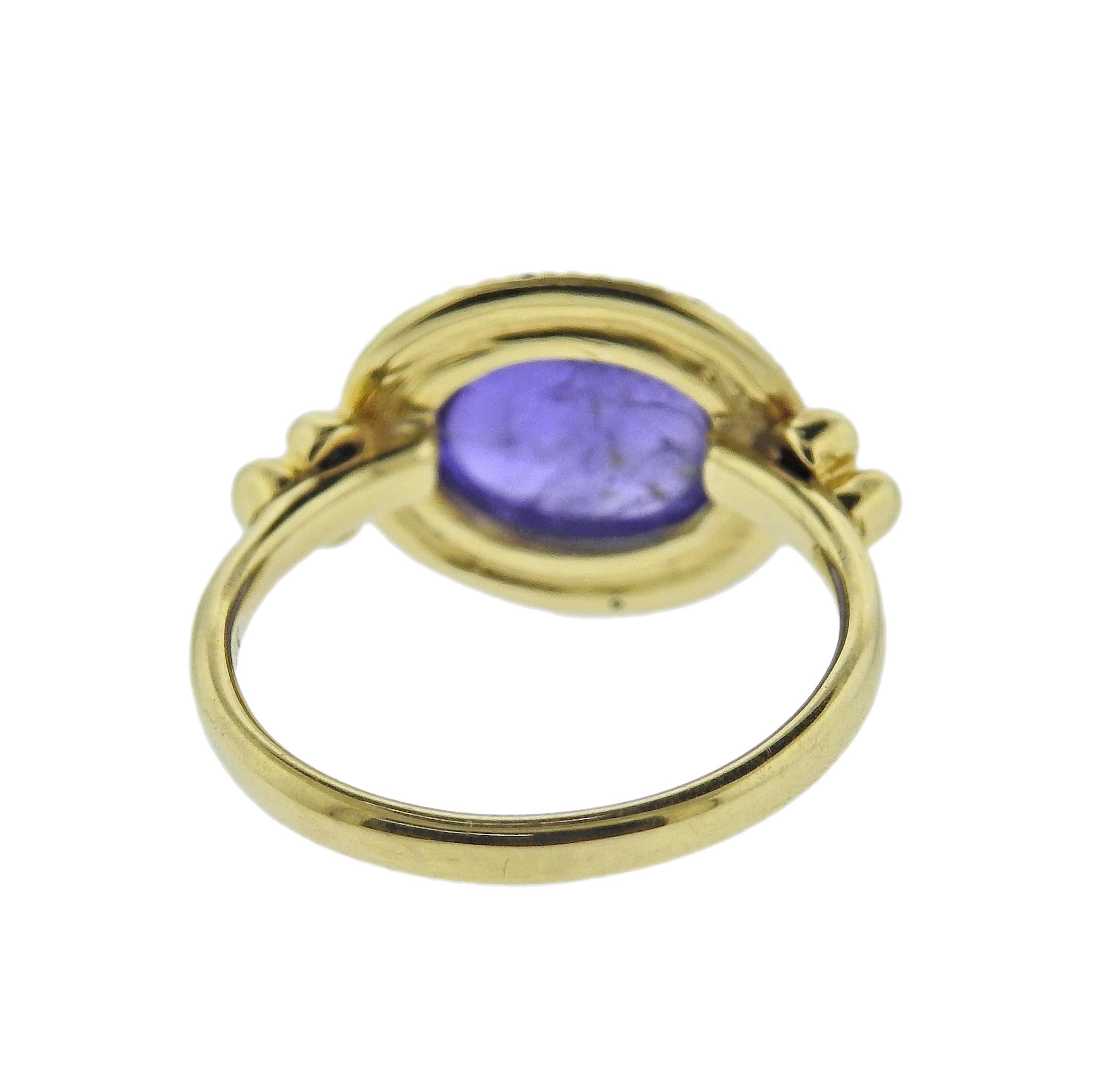 Maz Tansanit-Cabochon-Diamant-Goldring im Zustand „Neu“ im Angebot in Lambertville, NJ
