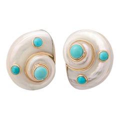 Maz White Shell and Turquoise Earrings