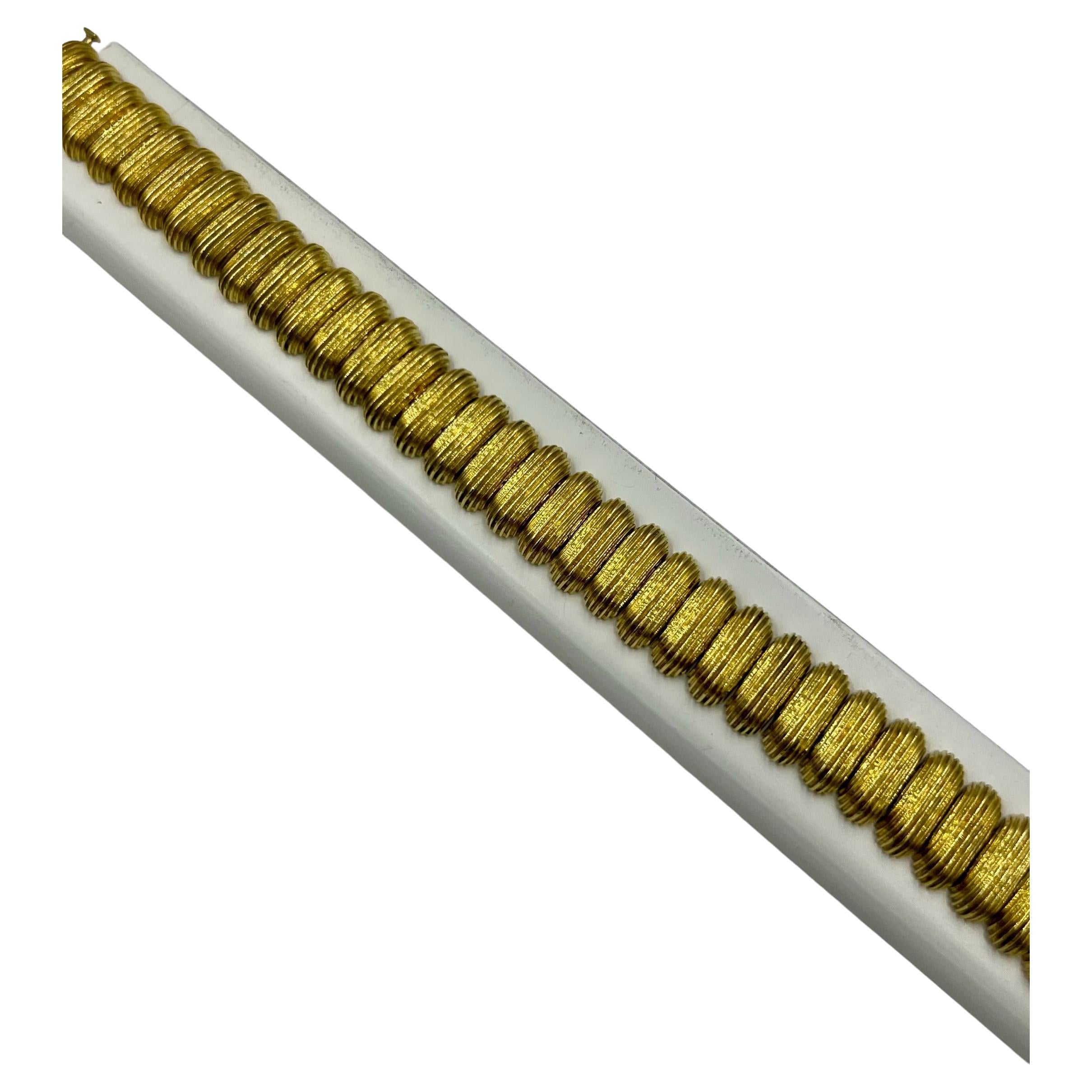 MAZ Yellow Gold Ribbed Link Bracelet