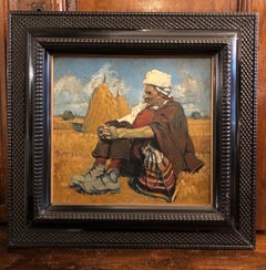 Mazalik Doko 1922 Man Sitting in a Field with Sheaves Bosnian Opera With Frame