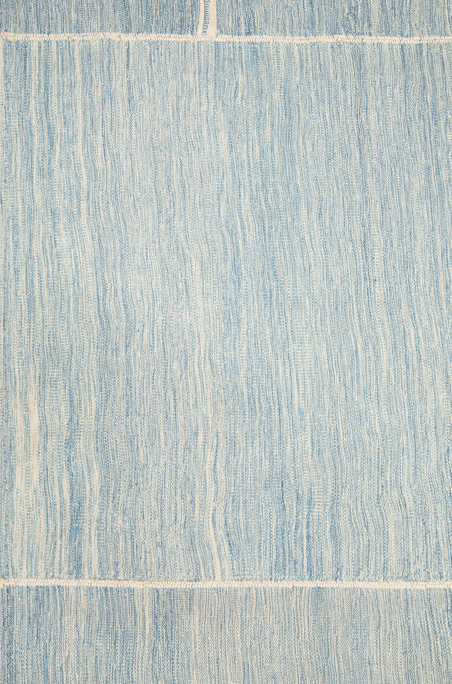 Mazandaran Flachgewebe-Teppich in Blauen Farben (Moderne der Mitte des Jahrhunderts) im Angebot