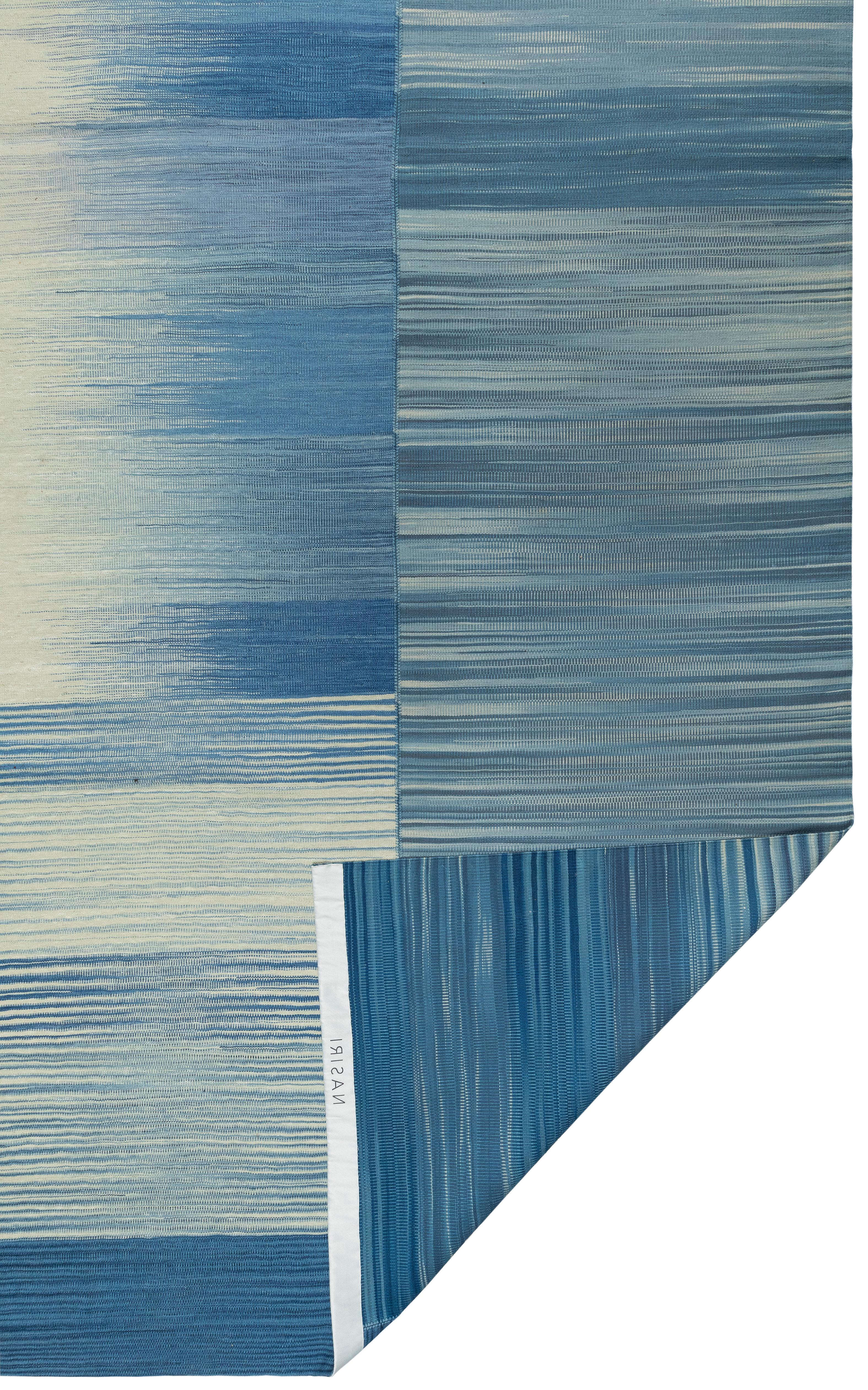 Alfombra Mazandaran Kilim  Panel Ombré Azul Tejido Plano  Lana hilada a mano  Tamaño personalizado en venta 5
