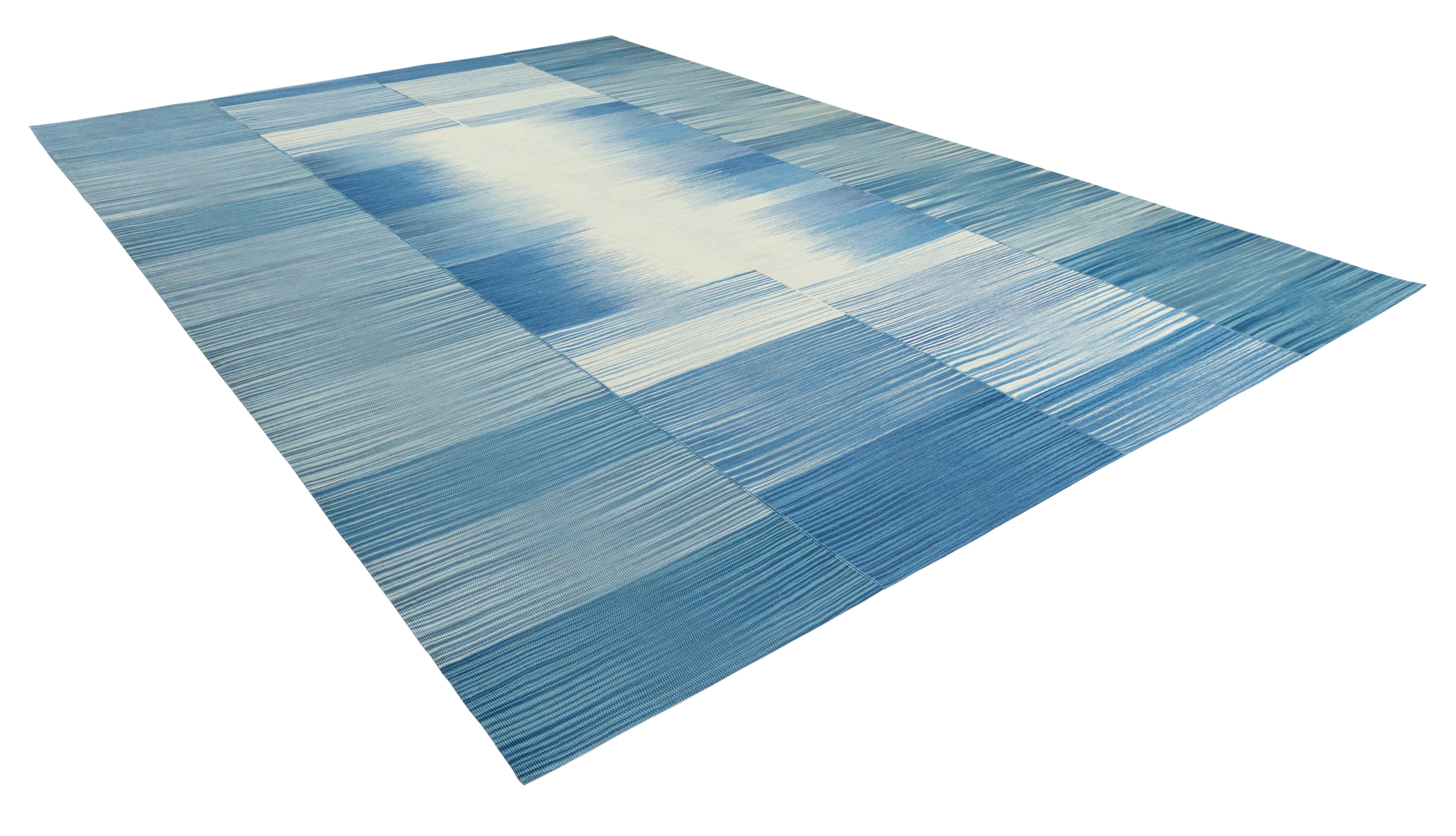 Alfombra Mazandaran Kilim  Panel Ombré Azul Tejido Plano  Lana hilada a mano  Tamaño personalizado Persa en venta