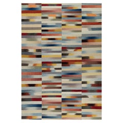 Alfombra Mazandaran Kilim  Tejido Plano Moderno con Rayas Multicolores  Lana tejida a mano