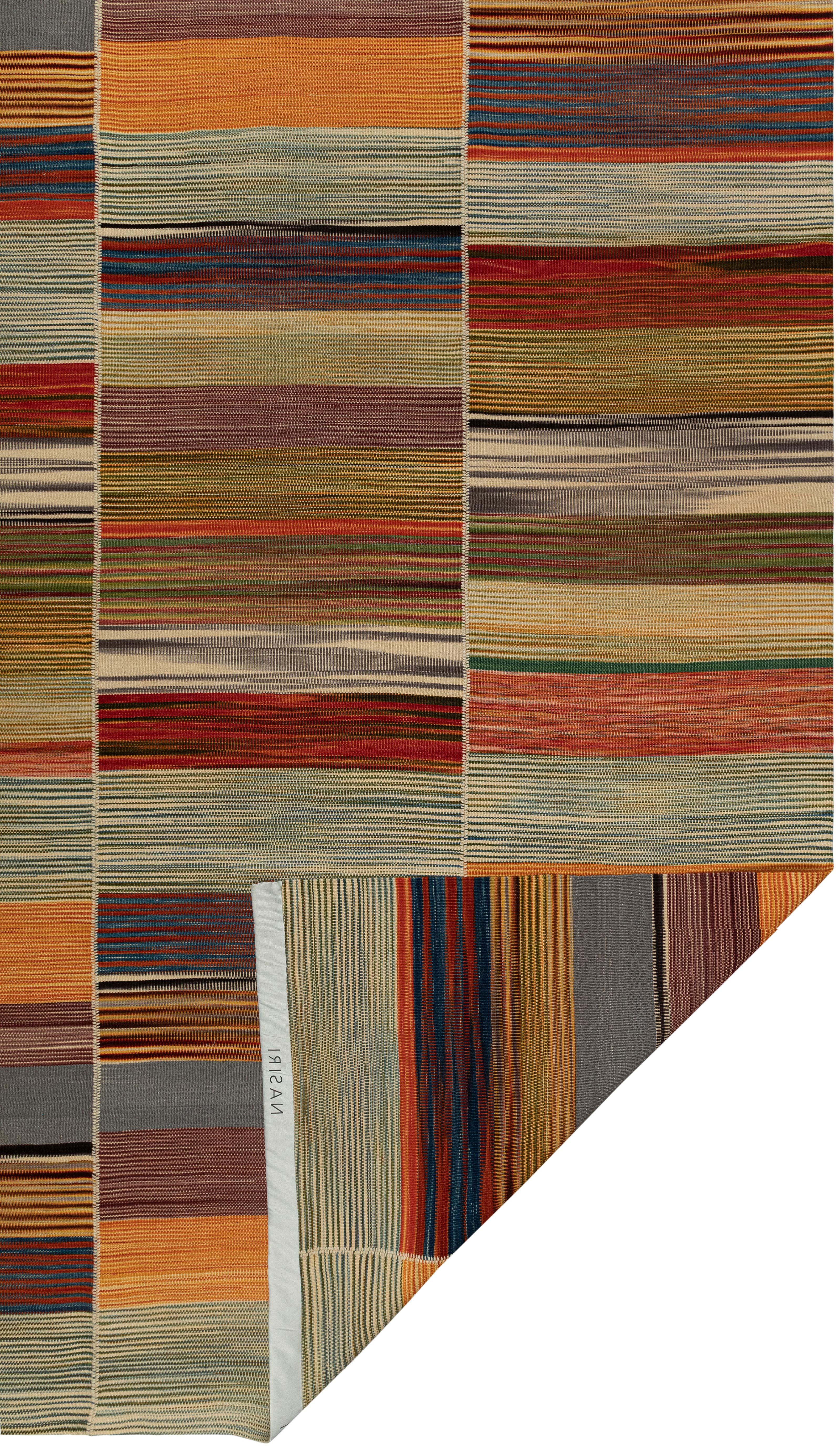 Mazandaran Kilim Rug  Multicolor Flatweave Panel Design  Handwoven Wool For Sale 5