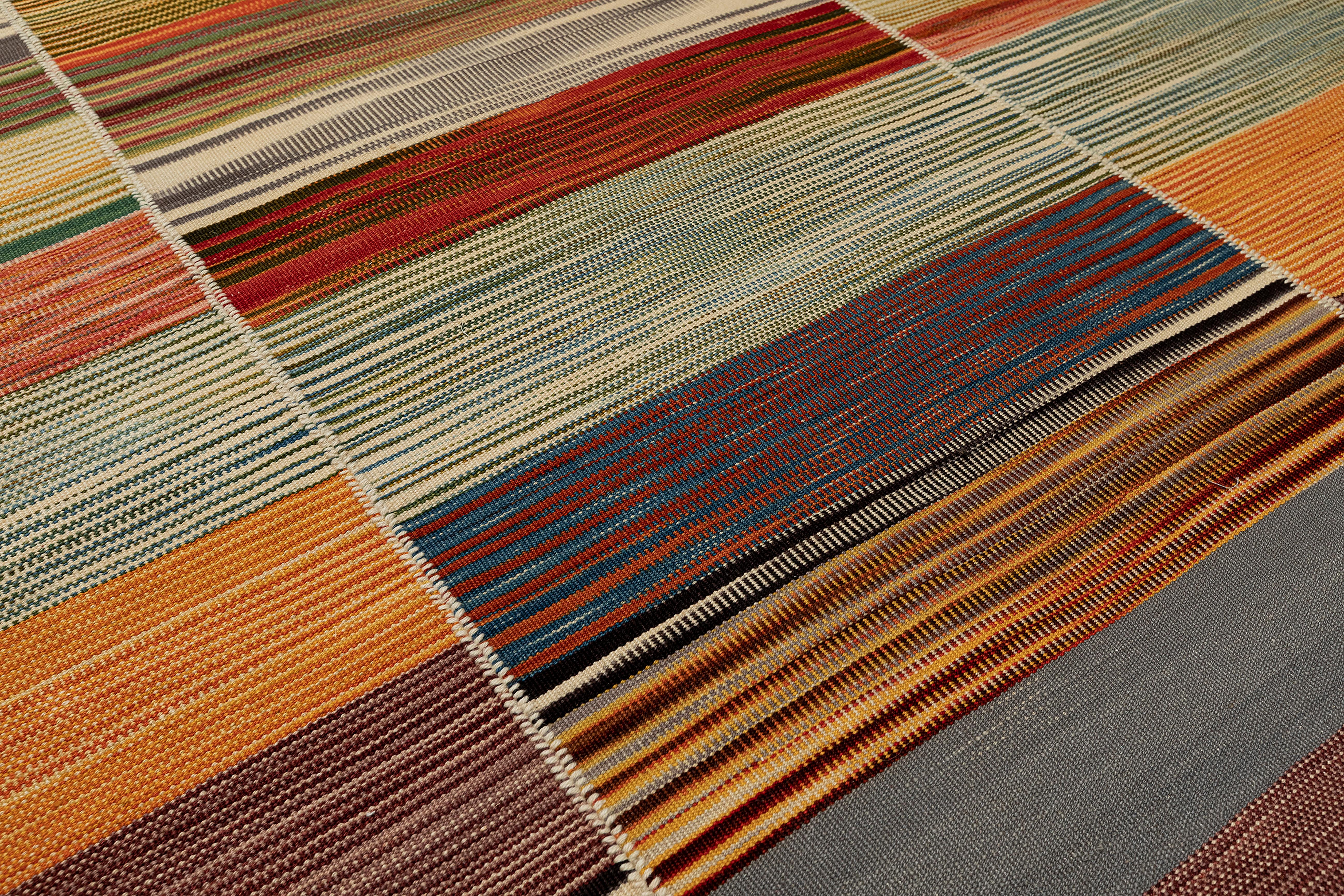Modern Mazandaran Kilim Rug  Multicolor Flatweave Panel Design  Handwoven Wool For Sale
