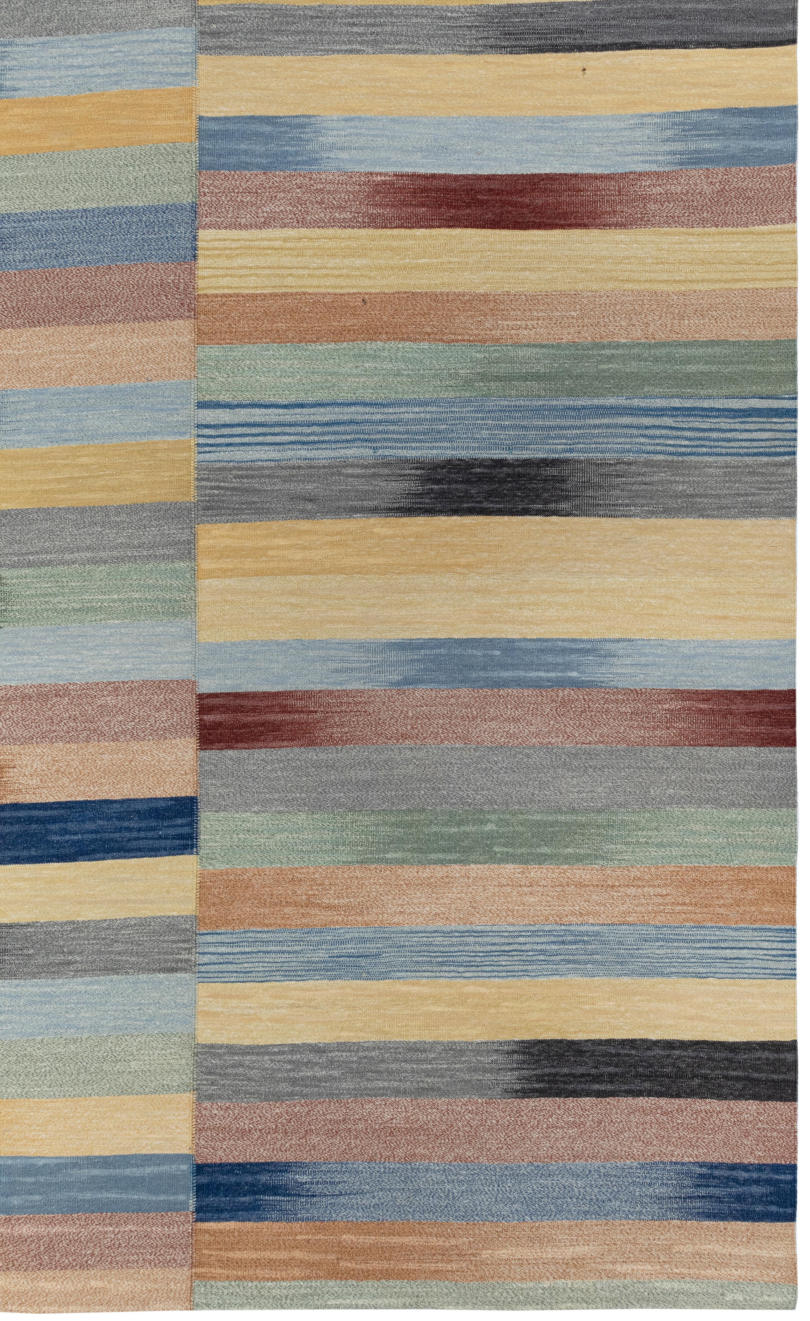 Mazandaran Kilim Rug, Multicolor Modern Flatweave  Handwoven Wool  Custom Size For Sale 6