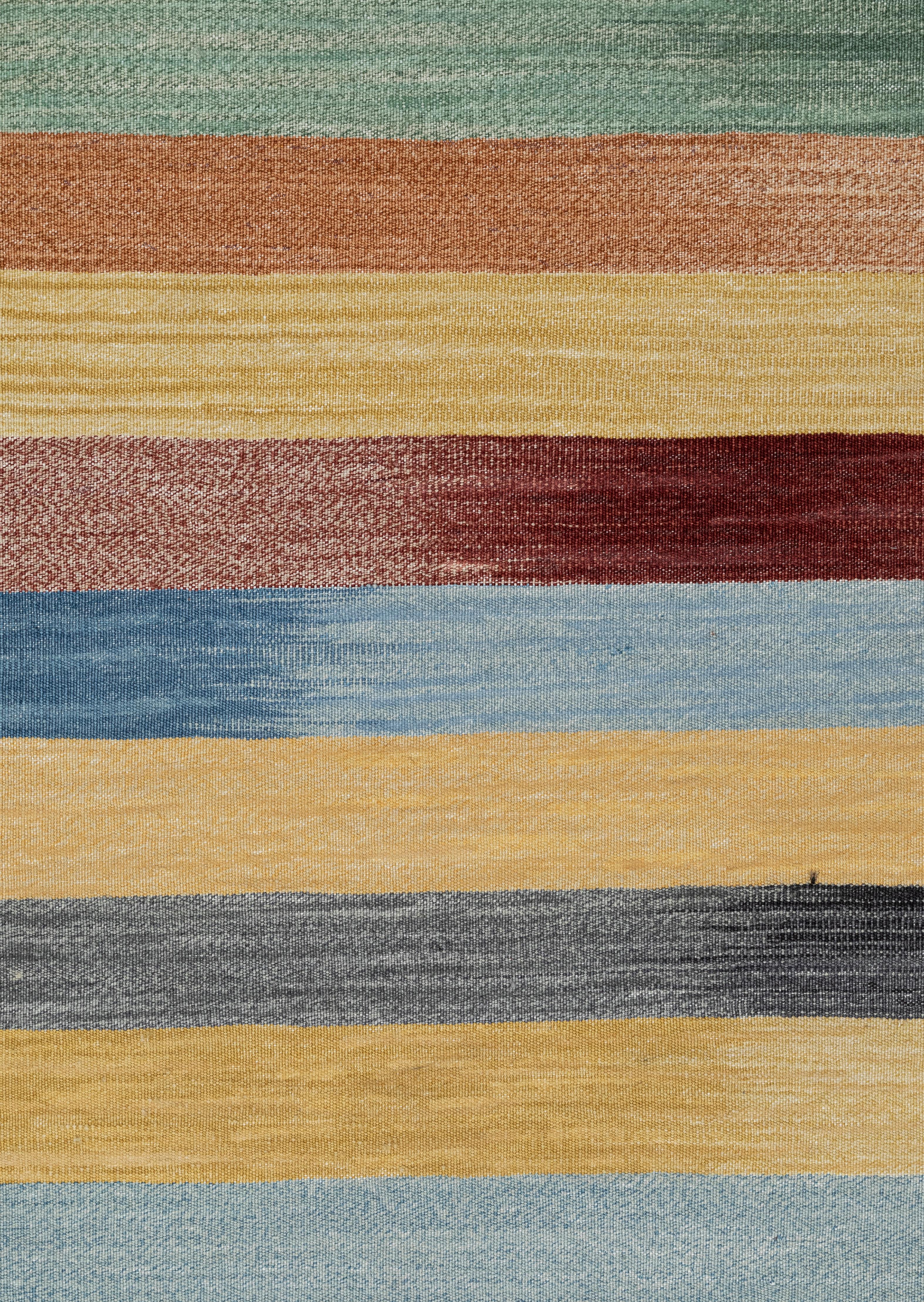 Mazandaran Kilim Rug, Multicolor Modern Flatweave  Handwoven Wool  Custom Size For Sale 1