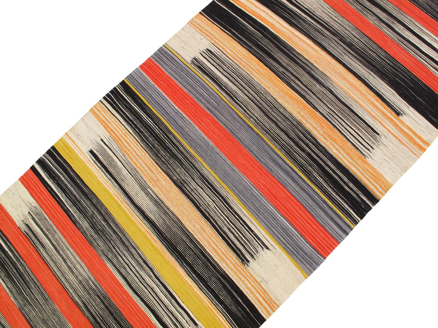 Tribale Runner Mazandaran a righe multicolore a trama piatta in vendita