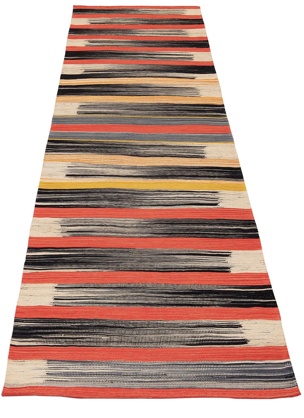 Persian Mazandaran Multicolor Stripe Flatweave Runner  For Sale