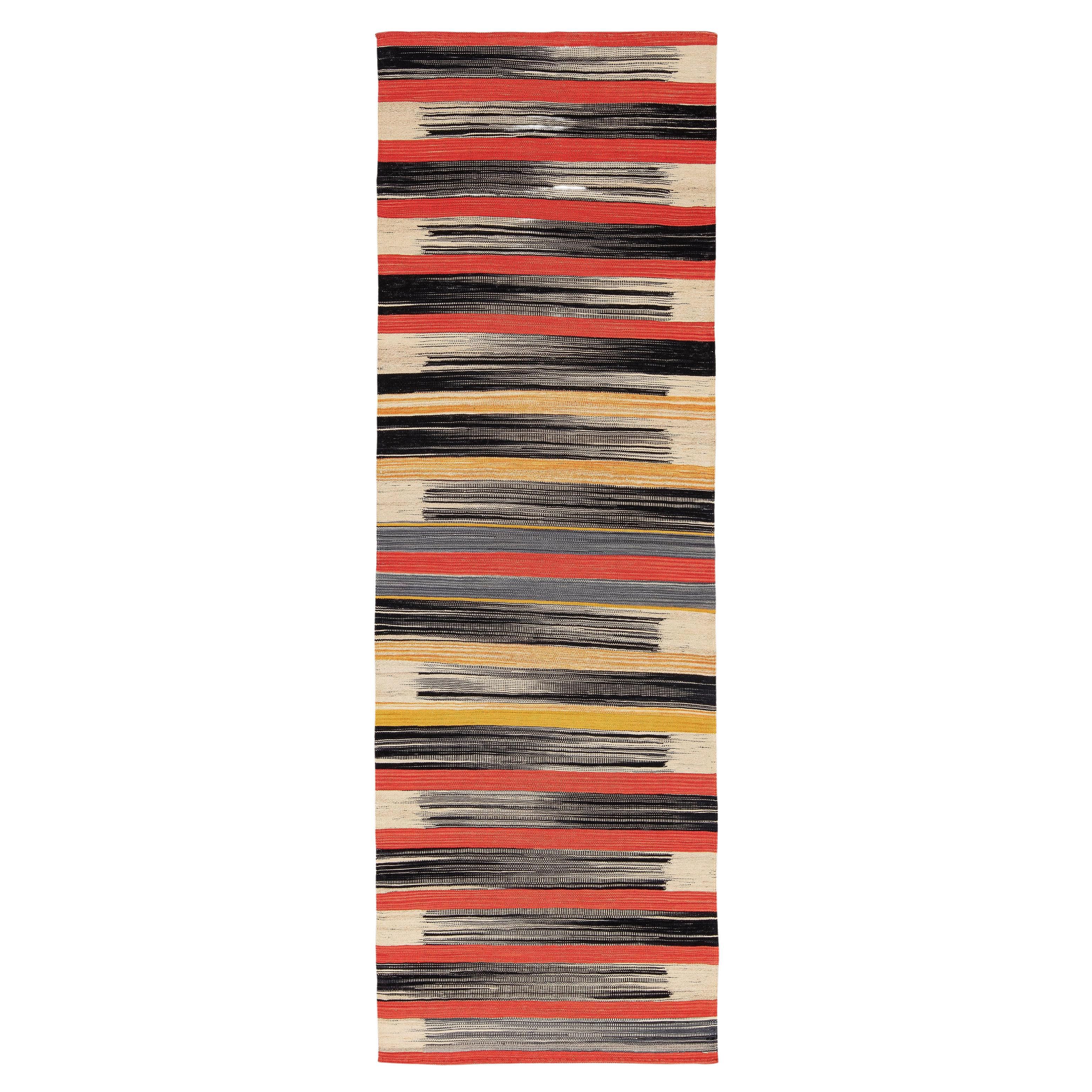 Mazandaran Multicolor Stripe Flatweave Runner  For Sale