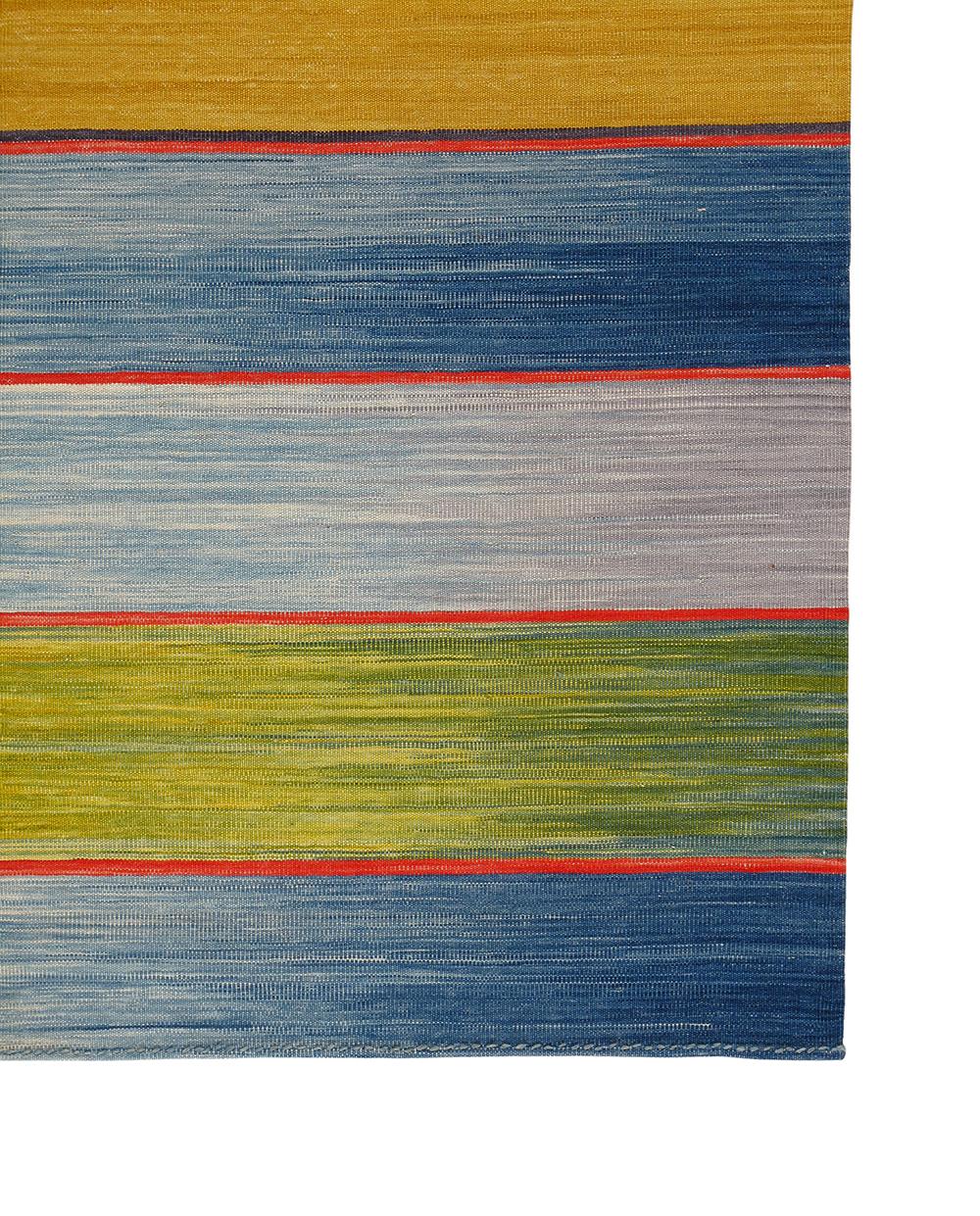 Wool NASIRI Mazandaran Collection - Striped Flatweave Runner  For Sale