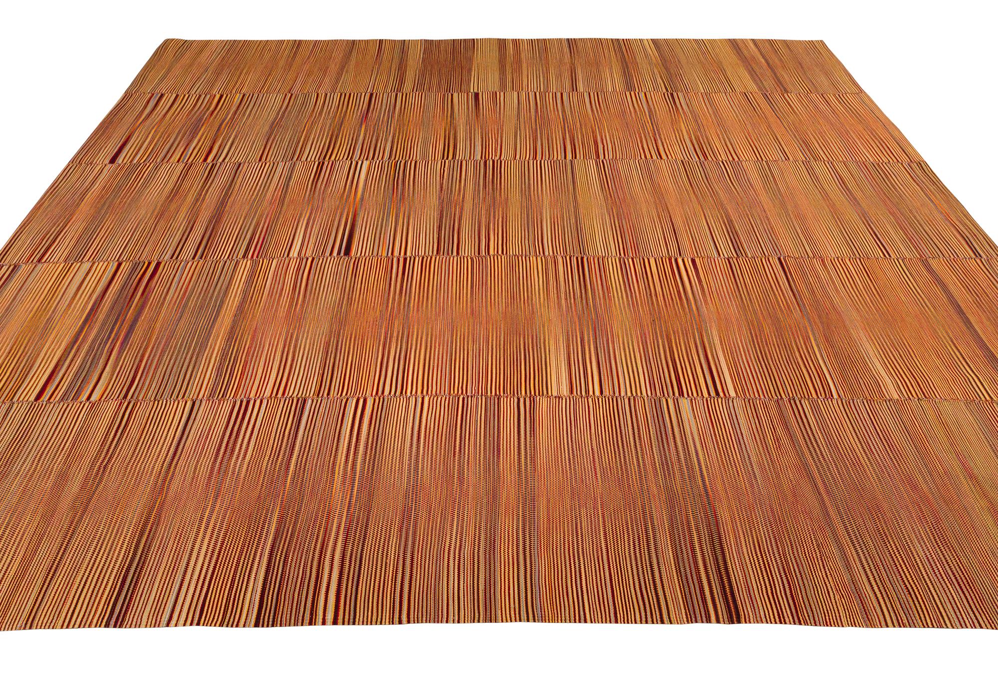 Hand-Woven Mazandaran Striped Hand-woven Flatweave  For Sale