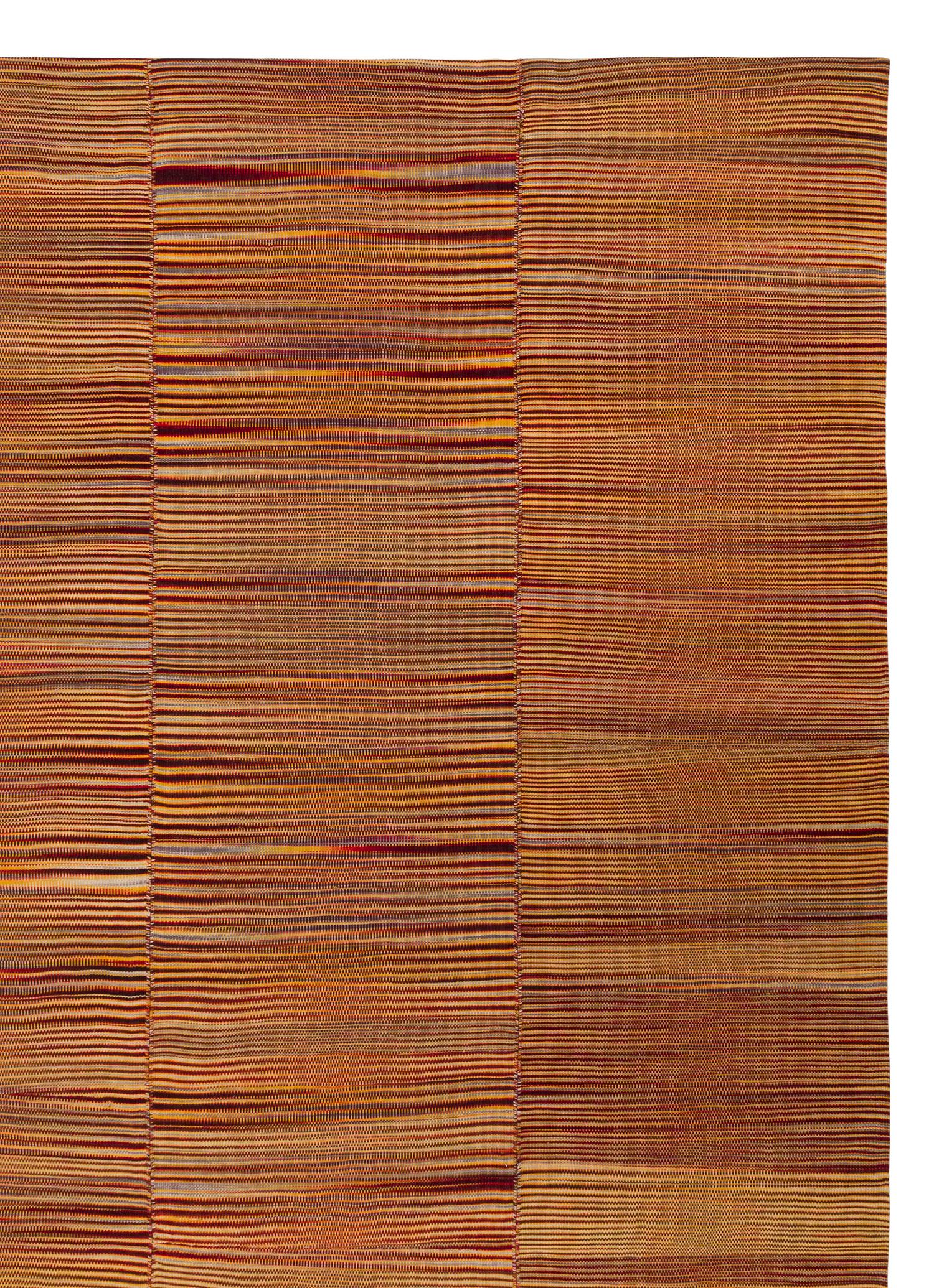 Mazandaran Striped Hand-woven Flatweave  In New Condition For Sale In New York, NY