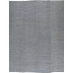 Moderner handgewebter Flachgewebe-Teppich im Mazandaran-Stil in Blau und Grau