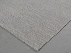 Modern Mazandaran Style Handwoven Flatweave Rug in Blue and Grey