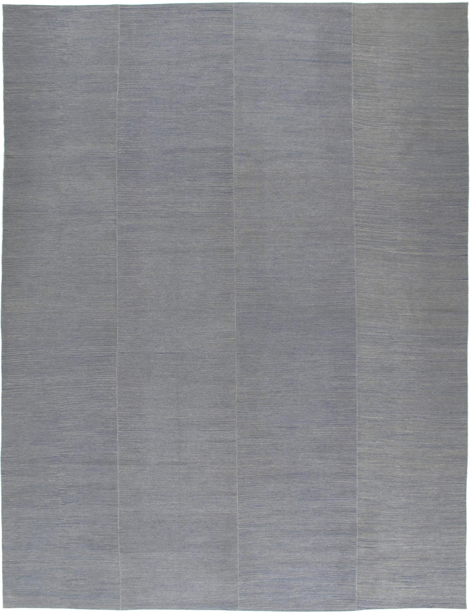 Modern Mazandaran Style Handwoven Flatweave Rug in Blue and Grey In New Condition For Sale In New York, NY