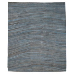 Mazandaran-Style Kilim Earthy Ocean Tones Wool 8'3''x10'