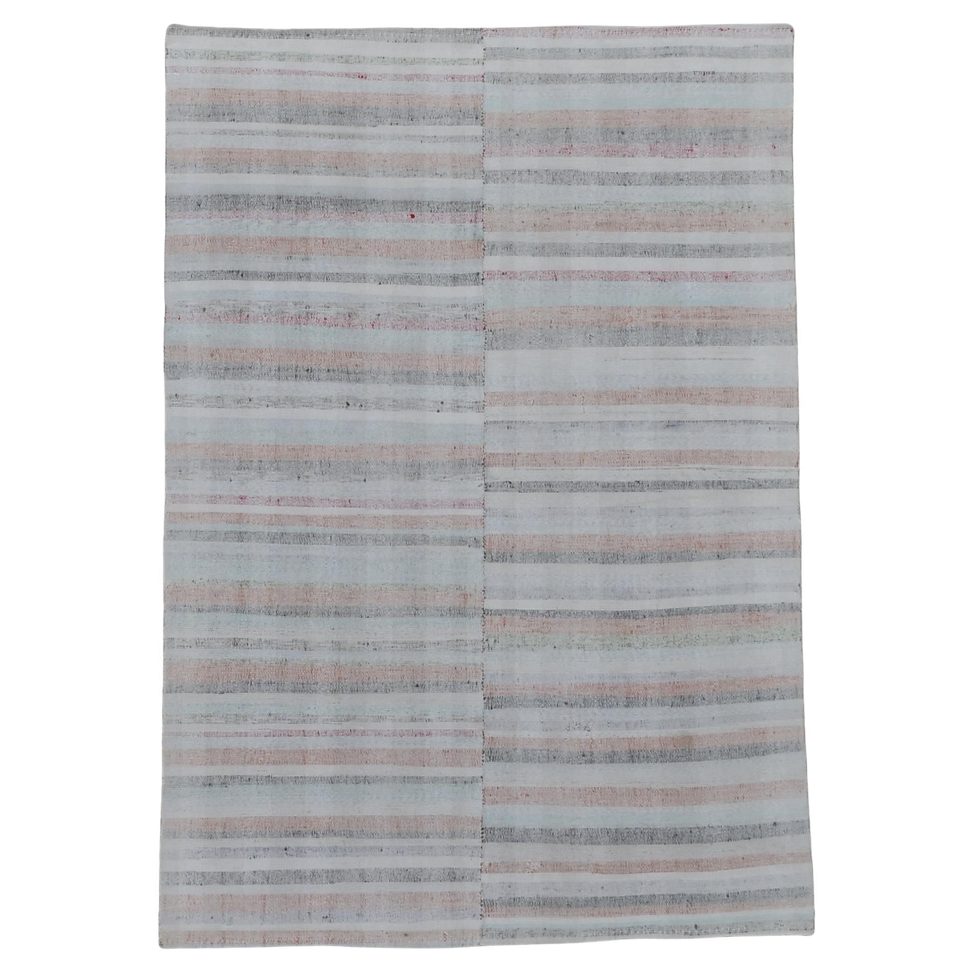 Tapis rayé de style Mazandaran 4'8''x6'9''