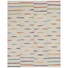 Tribal Mid-Century Modern Style Mazandaran Flat-Weave Rug