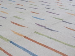 Tribal Mid-Century Modern Style Mazandaran Flat-Weave Rug