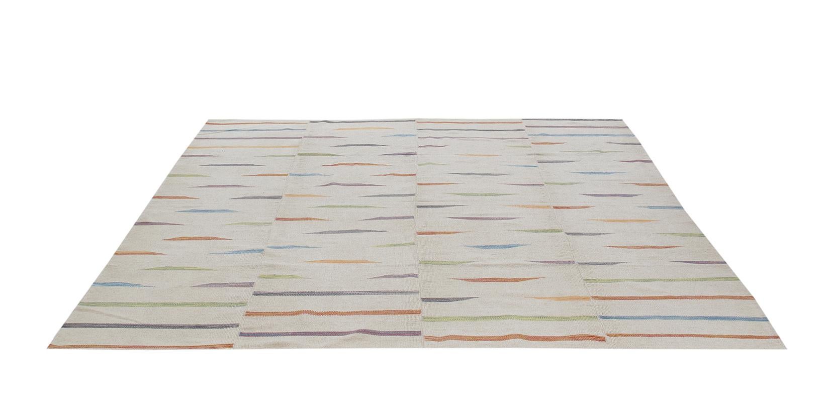Mazandaran Flachgewebe-Teppich im modernen Stil der Jahrhundertmitte (Kelim) im Angebot