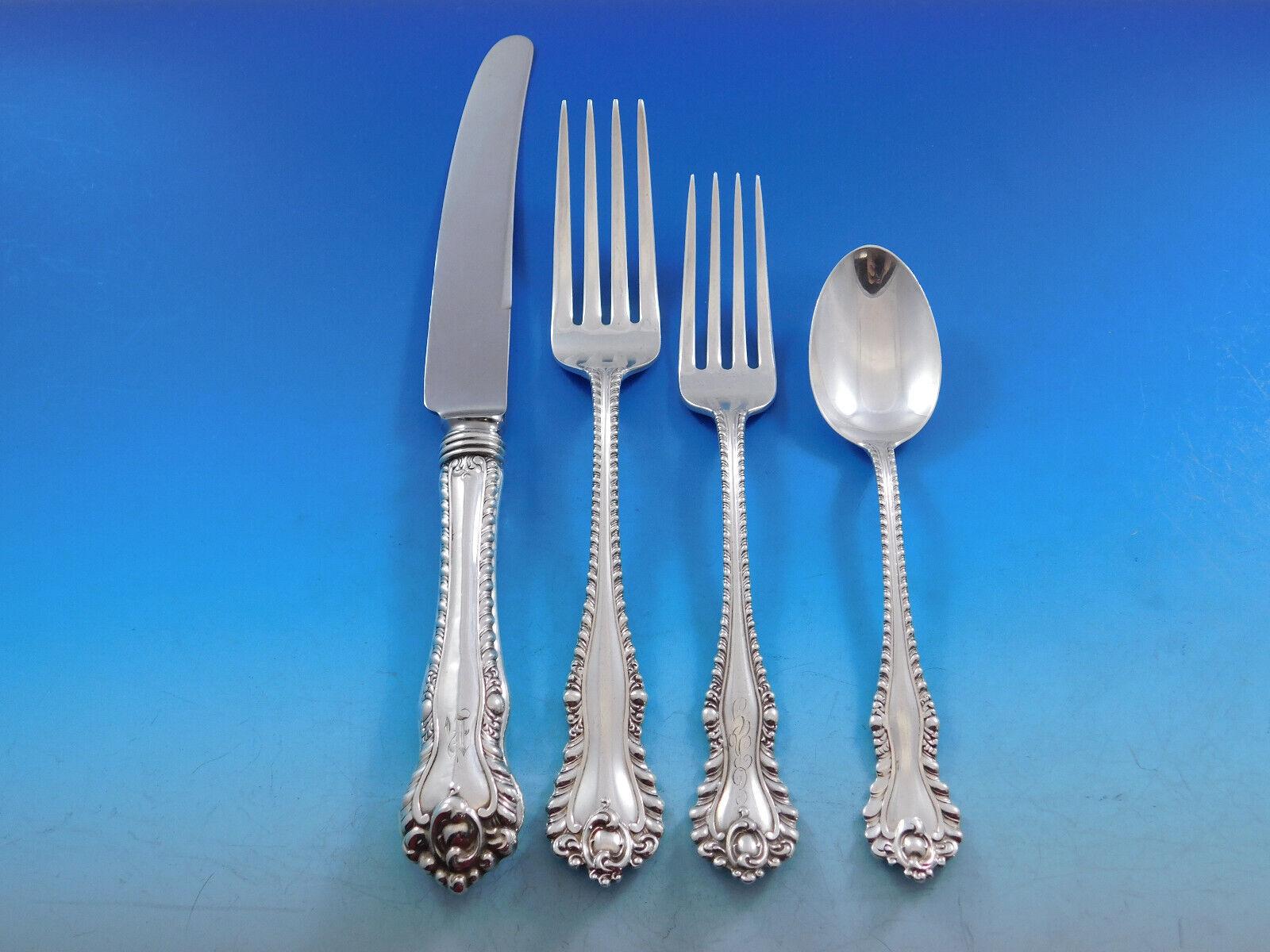 Mazarin by Dominick & Haff Sterling Silver Flatware Set Service 103 Pcs Dinner In Excellent Condition For Sale In Big Bend, WI