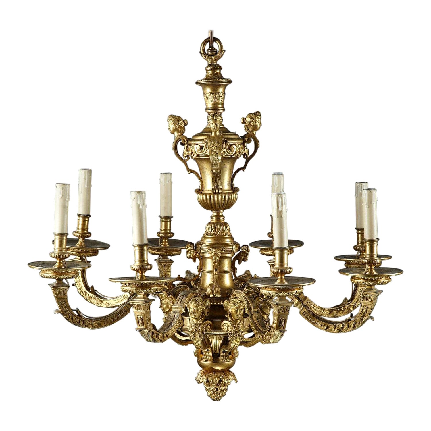 Lustre « Mazarin » en bronze doré, France, datant d'environ 1880