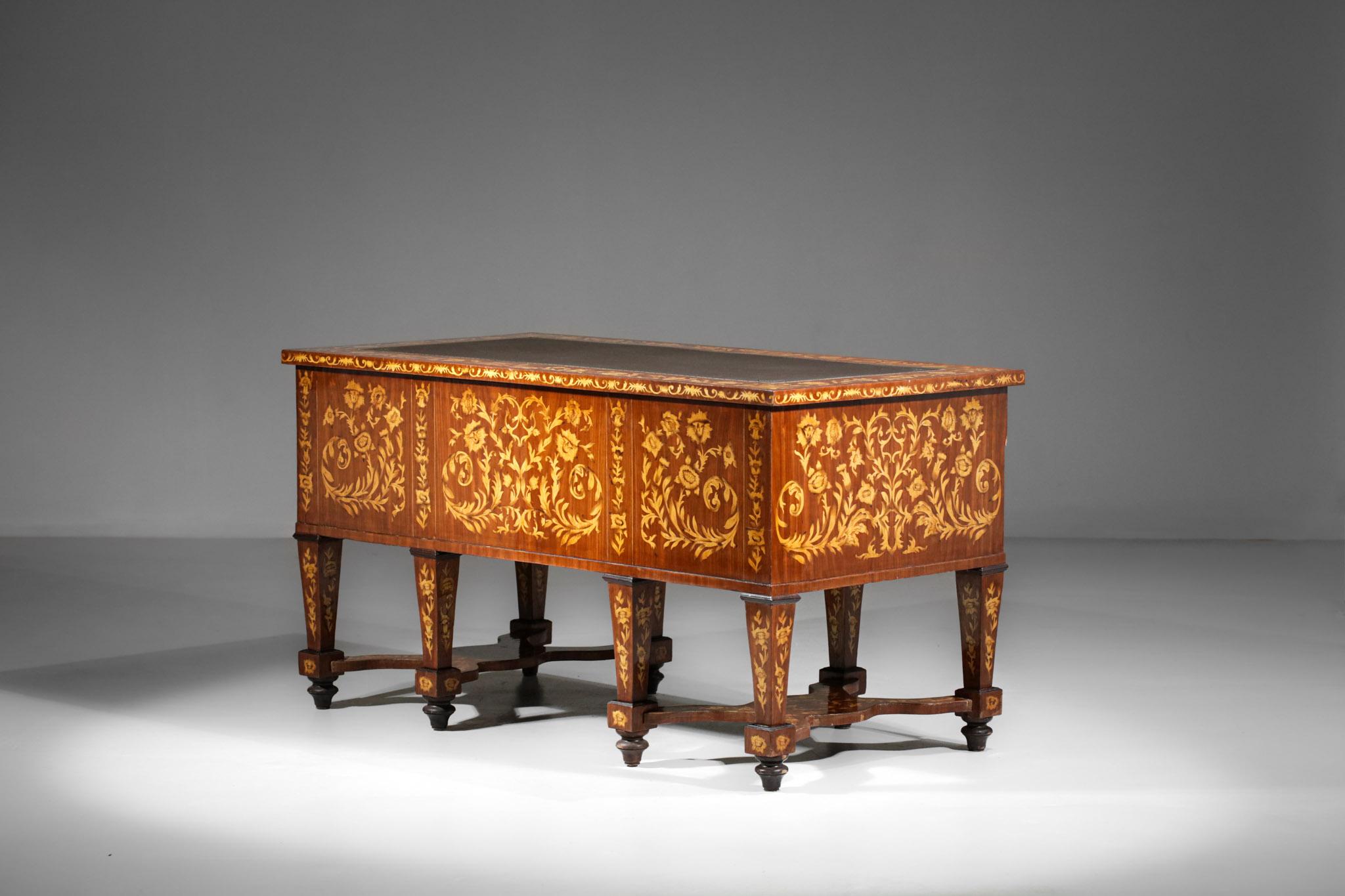 Mazarin Style Desk in Solid Wood and Floral Marquetry, F419 6