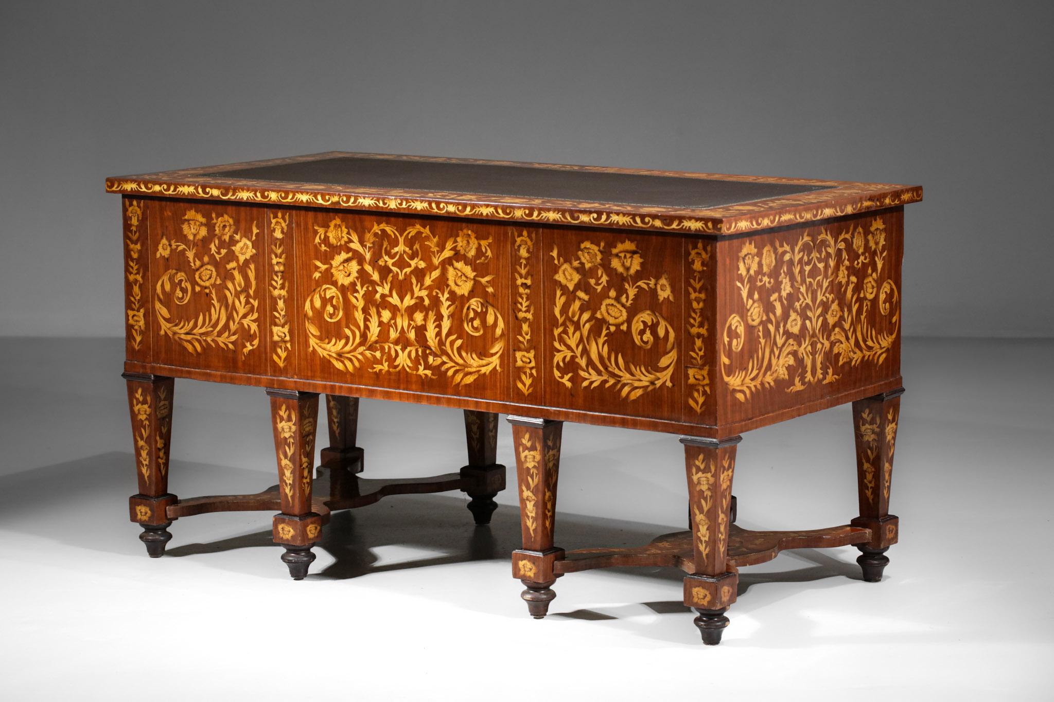 Mazarin Style Desk in Solid Wood and Floral Marquetry, F419 7